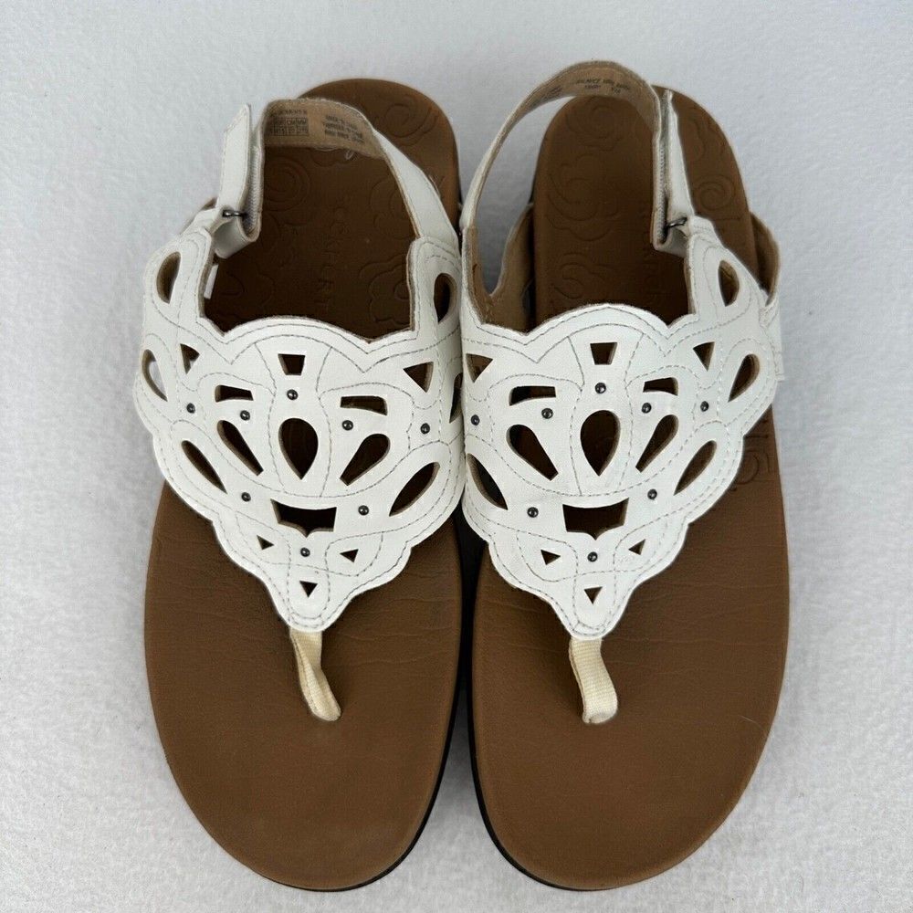 Rockport Ridge Sling Strap White Thong Sandals Womens size 10 - Picture 2 of 8